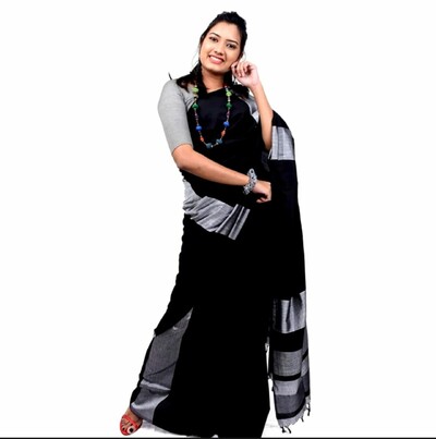 BLACK AND WHITE HALF COTTO HANDLOOM SARRI